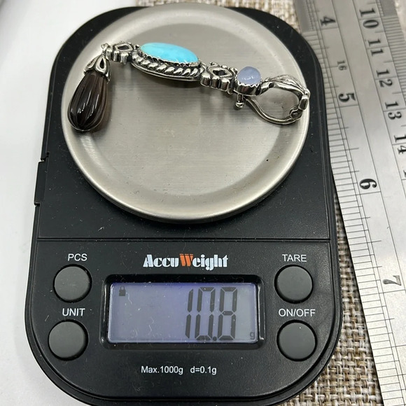 Set of Two 💙 Sincerely Southwest Sterling Silver Turquoise Pendants - Picture 10 of 16